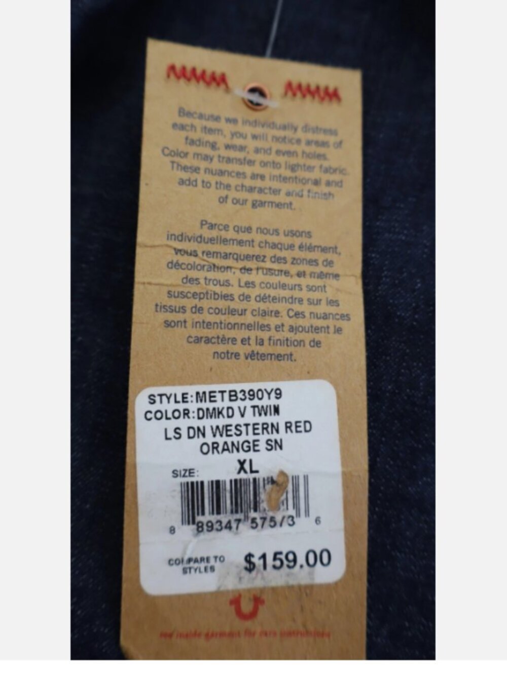 True Religion Denim Western Long Sleeve Men's Shirt XL Cotton New with defect - Picture 14 of 16